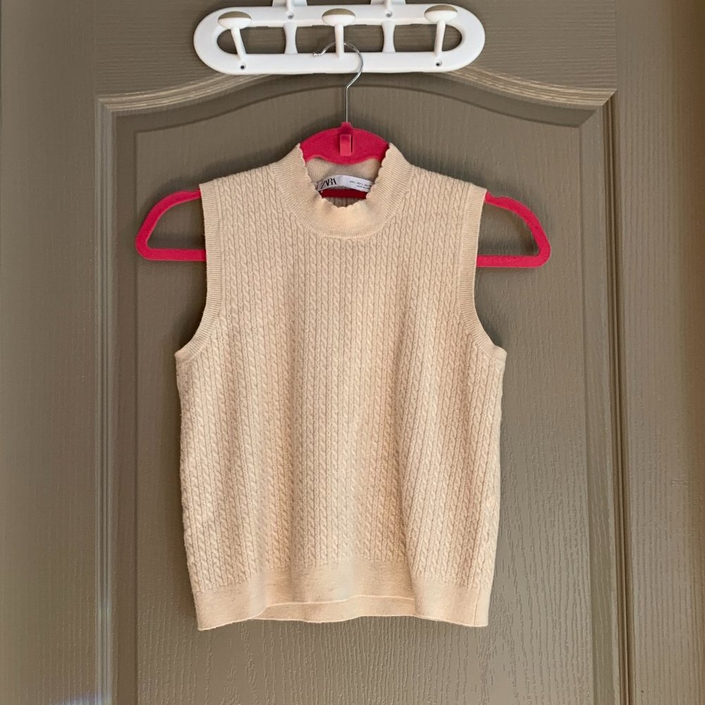 zara cream sweater vest academia cottagecore